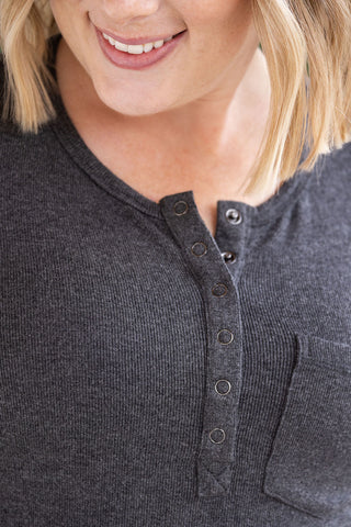 Georgia Long Sleeve Top - Charcoal