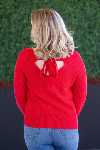 Bethany Bow Knit Sweater - Red
