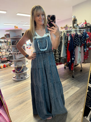 Boho & Lace Denim Overalls