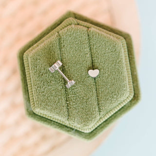 Silver Tiny Classic Heart Flat Back Earring