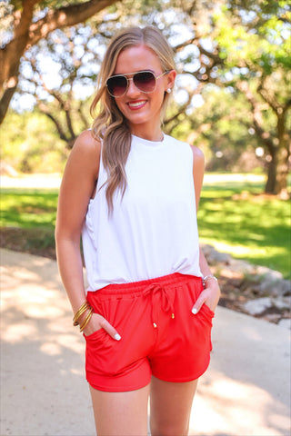 Solid Red Everyday Shorts