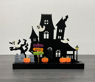 Spooky House Magnetic Decor w/ Wood Base