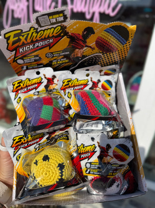Extreme Retro Hand-Knitted Kick Pouch Footbag