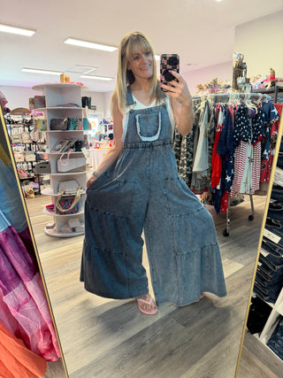 Boho & Lace Denim Overalls