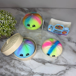 Multi Color Spray Paint Dumpling Squishy + NEW Face