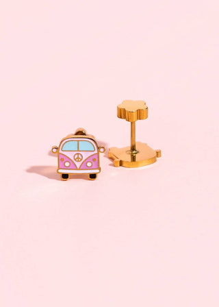 Retro Van Flat Back Earrings