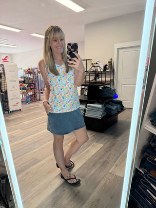 Light Wash Refined Denim Skort