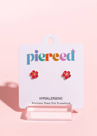 Hibiscus Flower Flat Back Earring