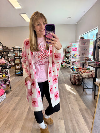 Checker Bows Cloud Cardigan