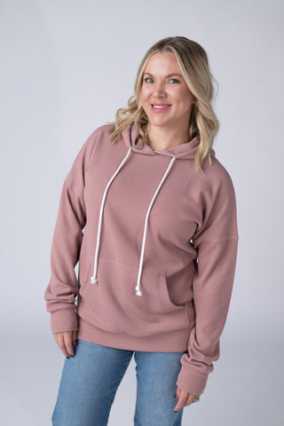 Kacey Ribbed Hoodie - Rose