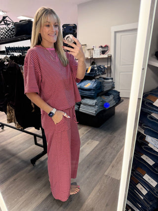 Striped Knit Top and Pants Set