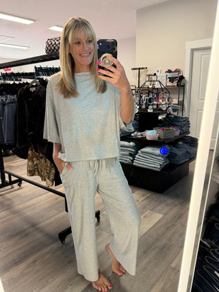 Brushed Stretch Boxy Top & Wide Leg Pant Set