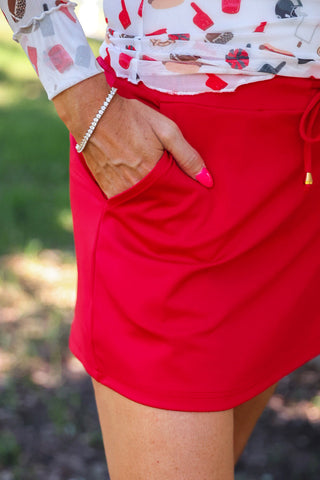 Solid Red Skort