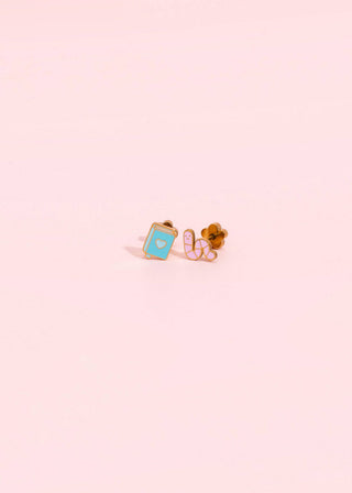 Book Worm Flat Back Earrings