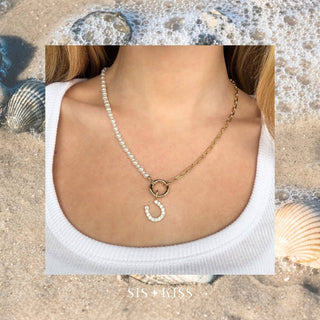 Pearl and Paperclip Chain Charm Necklace