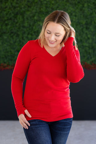 Leah Long Sleeve Top - Red