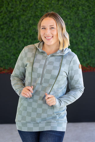 HalfZip Hoodie - Olive Checkers