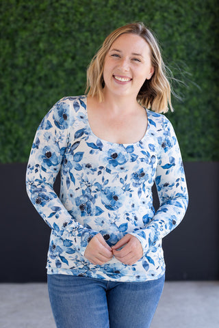 Alyssa Long Sleeve Top - Sapphire Floral