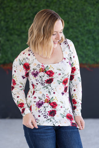 Alyssa Long Sleeve Top - Burgundy Bloom