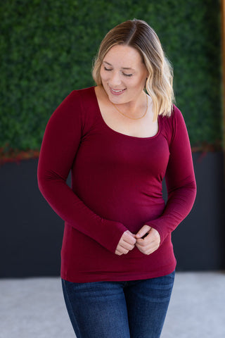 Alyssa Long Sleeve Top - Burgundy