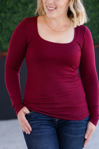 Alyssa Long Sleeve Top - Burgundy