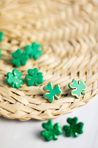 Shamrock Studs: Gold Lined