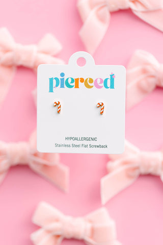 Candy Cane Flat-Back Earrings
