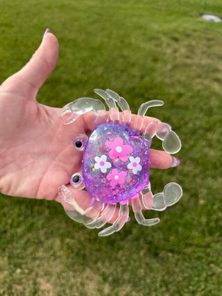 Glitter Flower Crab Squishy