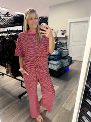 Striped Knit Top and Pants Set