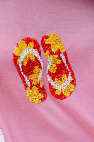 PREORDER- Flip Flop Fun Sequin Patch Top