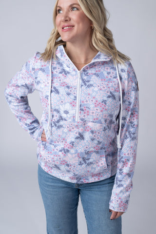 HalfZip Hoodie - Ditsy Blush Floral