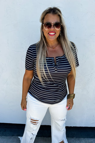 HAVEN RIBBED SNAP HENLEY TOP