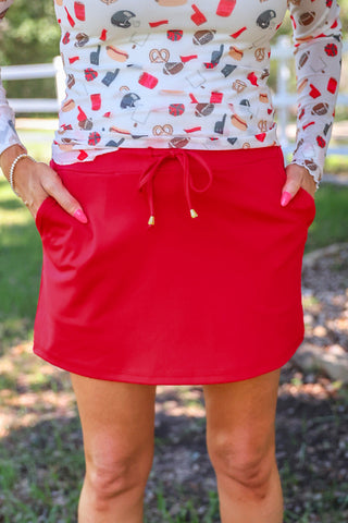 Solid Red Skort