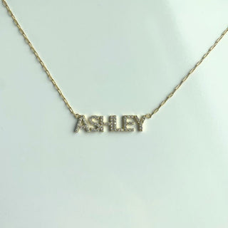 Custom Haven Crystal Nameplate Necklace on Paperclip Chain - Water Resistant