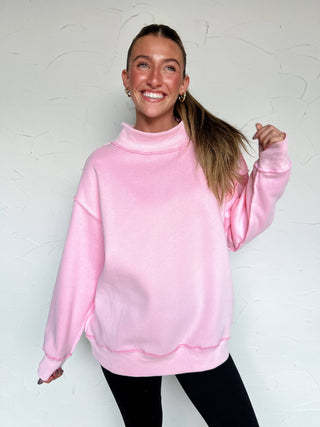 Mock Neck Sweatshirt - Baby Pink