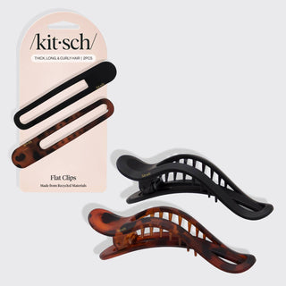 Flat Lay Claw Clip 2pc Curved - Black & Tort