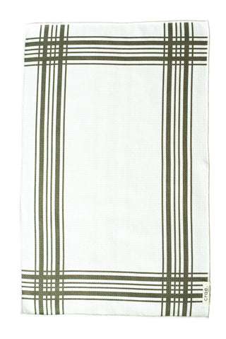 Crate: Reversible Hand Towel: White/Olive