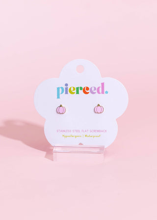 Pink Pumpkin Flatback Earrings