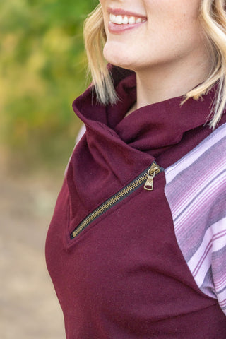 Classic Zoey ZipCowl Sweatshirt - Berry Serape