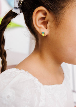 Green Tumbler Flat Back Earrings