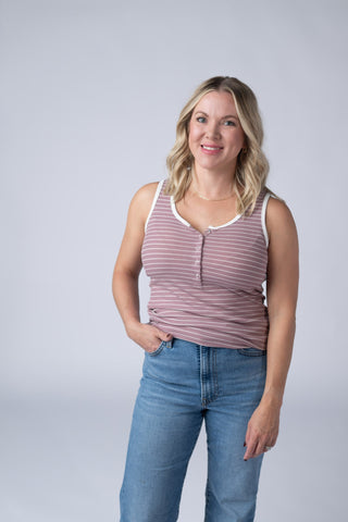 Shiloh Button Snap Tank - Dusty Rose