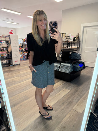 Lainey Tie Sleeve Top - Black