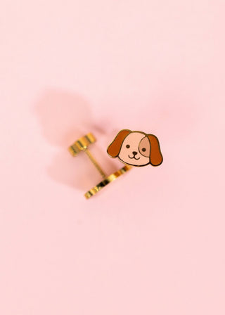 Brown Dog Flat-Back Earring