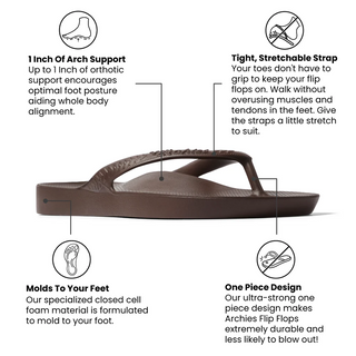 Arch Support Flip Flops - Chocolate Brown