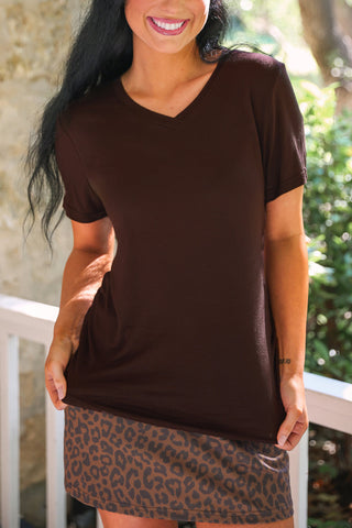 Jess Lea Basic Tee- Chocolate