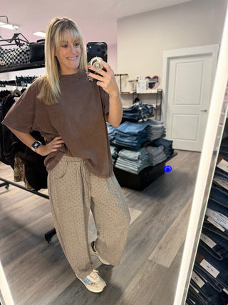 Oversized Mineral Washed Scuba Barrel Lounge Pants