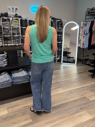 Risen High Rise Ankle Wide Jeans