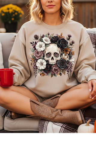 Avoiding Floral Skull Graphic Tee