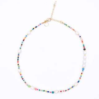 Rainbow and Pearl Beaded Necklace