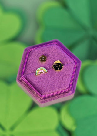 Rainbow & Pot of Gold Flat Back Earring